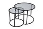 Hanah Home Juego de Mesas de Café Negro con Vidrio Templado